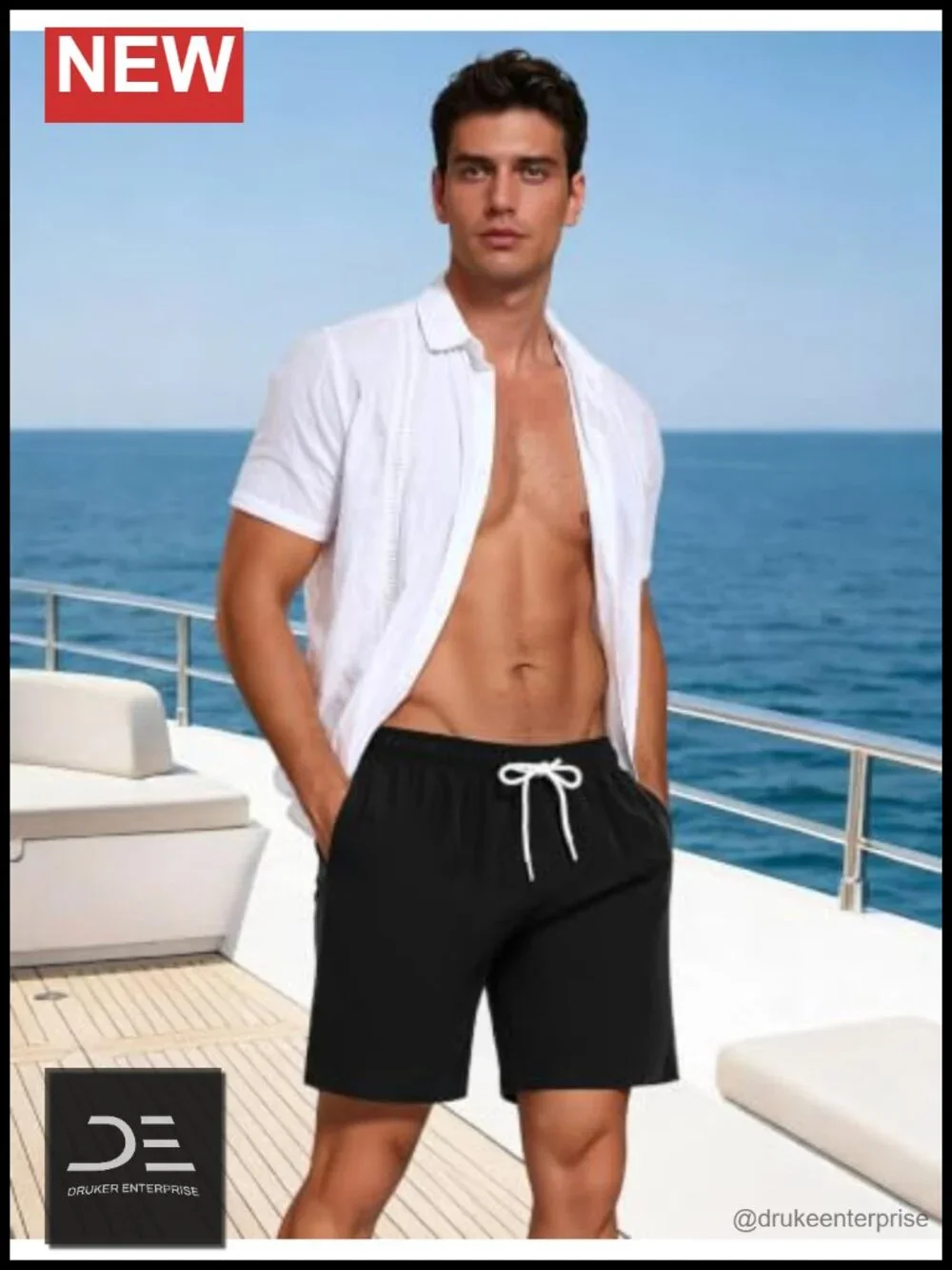 2 in 1 Mens Swim Trunks 7 Inch Compression Liner Quick Dry with Zipper Pockets